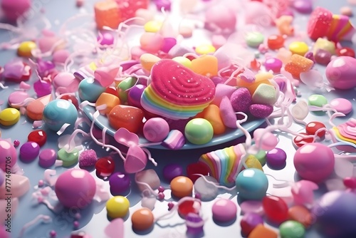 Candy Style Animation: A Delightful 3D of Colorful Sweets photo