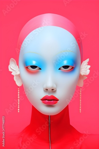 Vibrant 3D Anthropomorphic Asian Woman in Pop Art Style