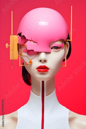 Vibrant 3D Anthropomorphic Pop Art Portraying Asian Culture photo