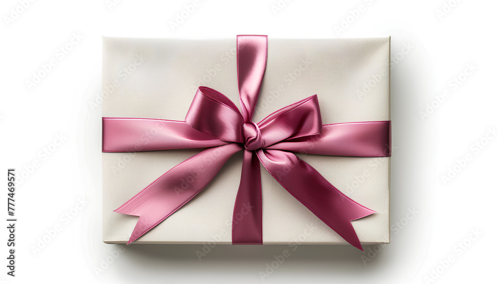 Gift box tied with satin ribbon isolated on white background Gift box tied with satin ribbon isolated on white background