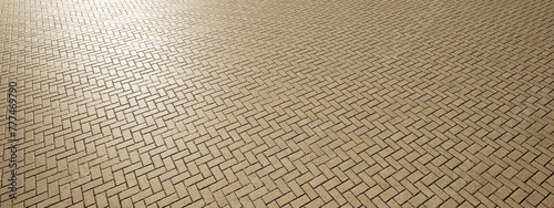 Concept or conceptual solid brown background of Herringbone pavement texture floor as a modern pattern layout. A 3d illustration metaphor for construction, architecture, urban and interior design © high_resolution