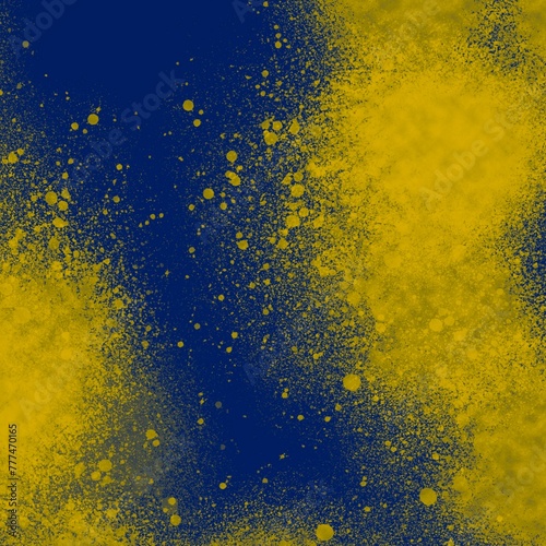 Złota farba na niebieskim tle, niebiesko- żółta tekstura