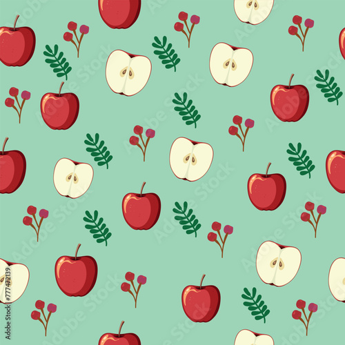 Seamless apple fruit pattern