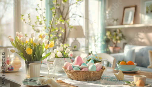 Wallpaper Mural Interior of dining room with table served for Easter celebration Torontodigital.ca