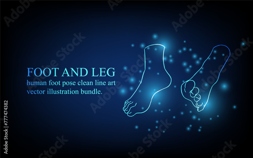 Human foot line, foot and leg, knee and toe, digital business concept, futuristic digital innovation background vector illustration.