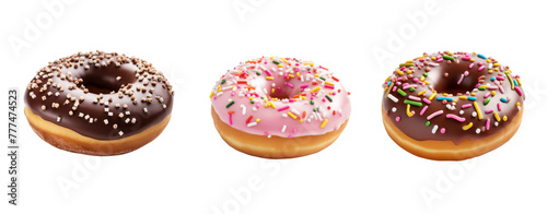 Set of doughnuts isolate on white background.