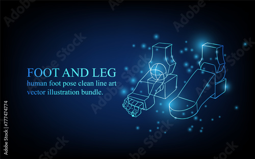 Human foot line, foot and leg, knee and toe, digital business concept, futuristic digital innovation background vector illustration.