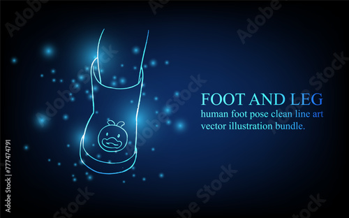Human foot line, foot and leg, knee and toe, digital business concept, futuristic digital innovation background vector illustration.