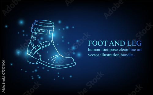 Human foot line, foot and leg, knee and toe, digital business concept, futuristic digital innovation background vector illustration.