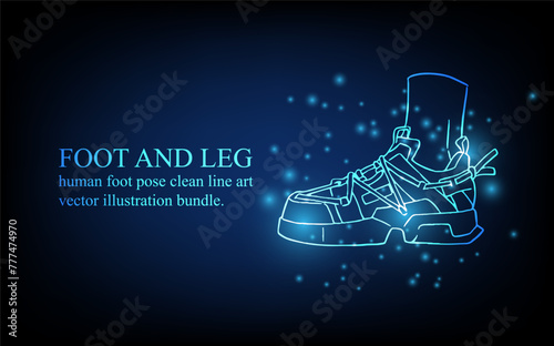 Human foot line, foot and leg, knee and toe, digital business concept, futuristic digital innovation background vector illustration. photo