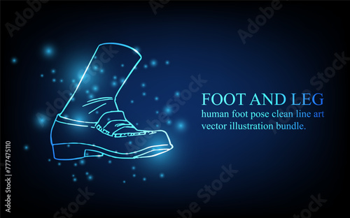Human foot line, foot and leg, knee and toe, digital business concept, futuristic digital innovation background vector illustration.