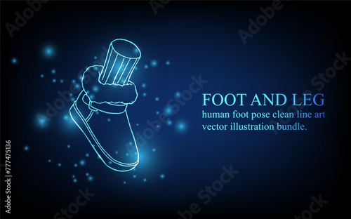 Human foot line, foot and leg, knee and toe, digital business concept, futuristic digital innovation background vector illustration.