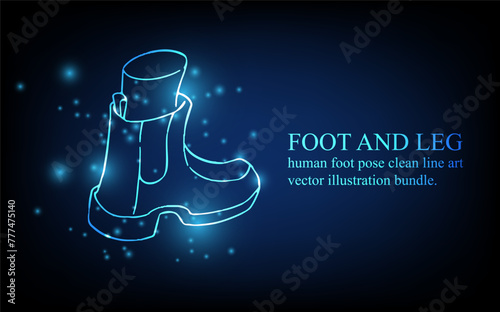 Human foot line, foot and leg, knee and toe, digital business concept, futuristic digital innovation background vector illustration.