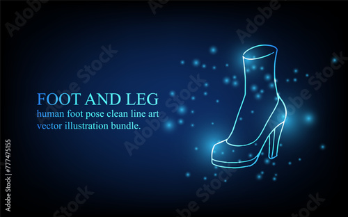 Human foot line, foot and leg, knee and toe, digital business concept, futuristic digital innovation background vector illustration.