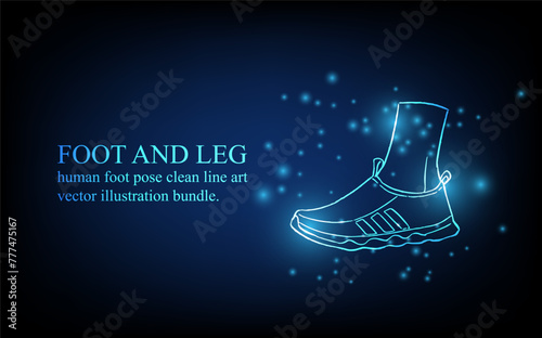 Human foot line, foot and leg, knee and toe, digital business concept, futuristic digital innovation background vector illustration.