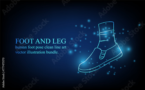 Human foot line, foot and leg, knee and toe, digital business concept, futuristic digital innovation background vector illustration.