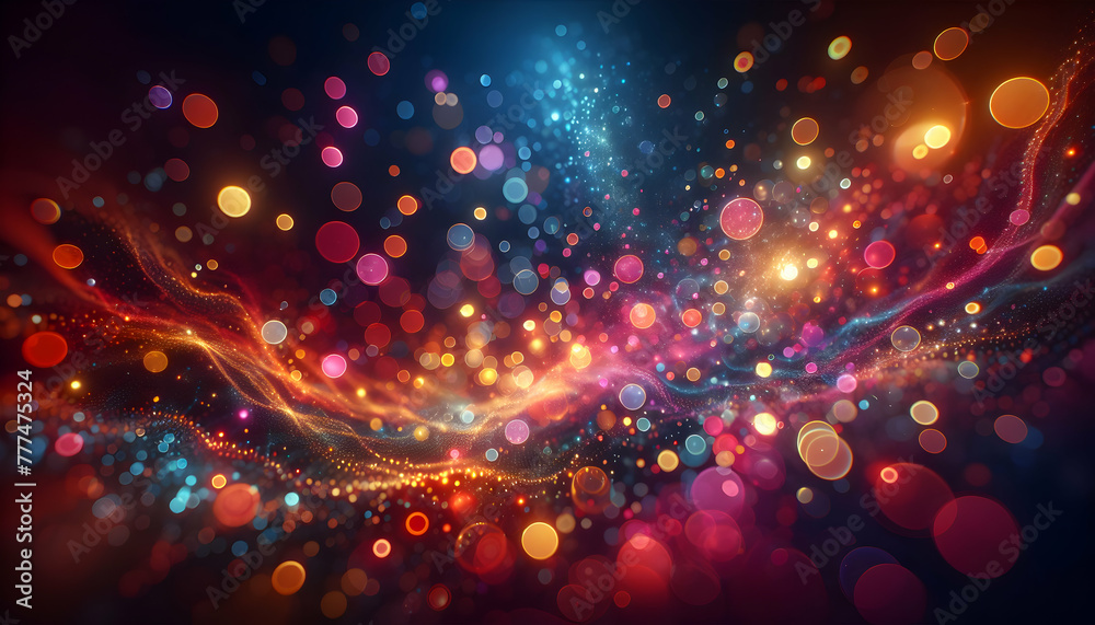 for advertisement and banner as Bokeh Brilliance A vibrant bokeh effect that brings life to the backdrop with sparkling circles of light. in abstract digital wallpapers theme ,Full depth of field, hig - obrazy, fototapety, plakaty 