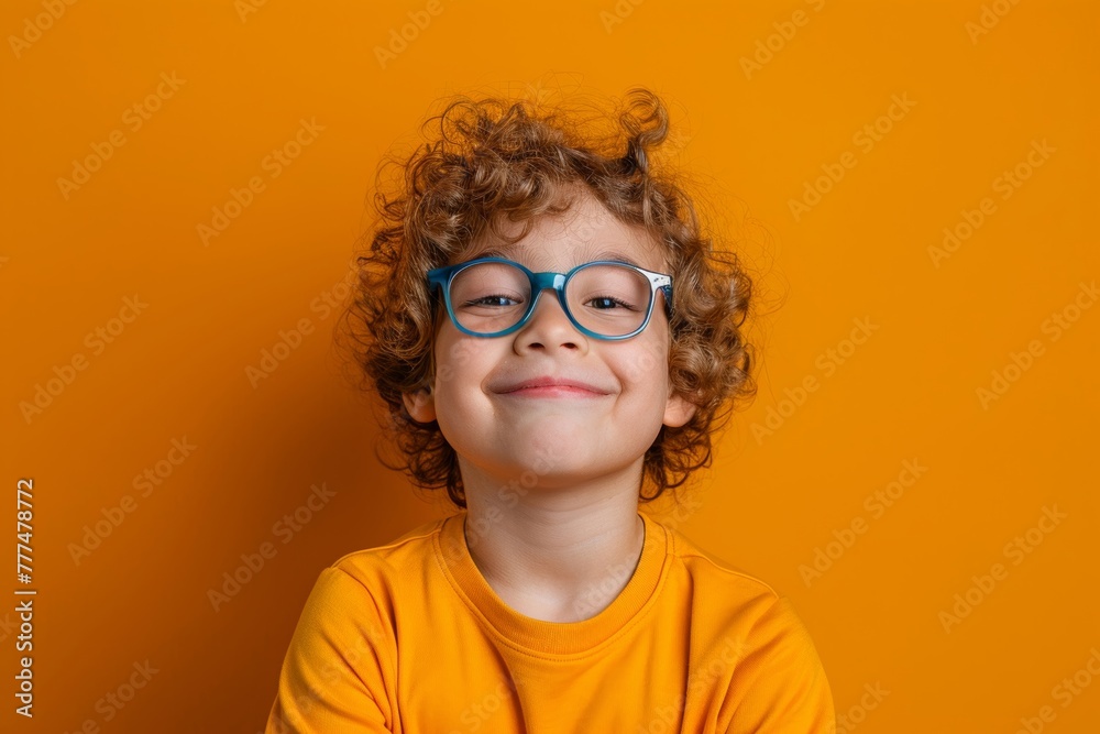 An image of a happy, energetic child wearing glasses, being joyful and having a positive attitude - an example of artificial intelligence in action. An image of a happy, energetic child wearing glasses, being joyful and having a positive attitude - an example of artificial intelligence in action.