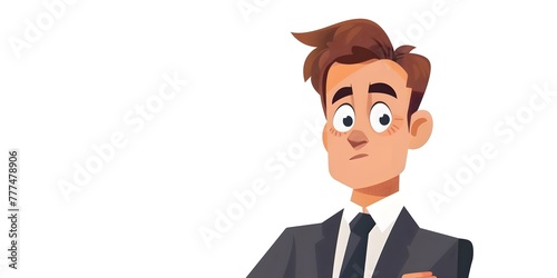 A Businessman Character with a Rolling Eye Expressing Patience and Tolerance During Trials on a White Background © Wuttichai
