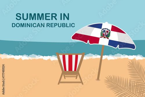 Summer in Dominican Republic, beach chair and umbrella, vacation or holiday