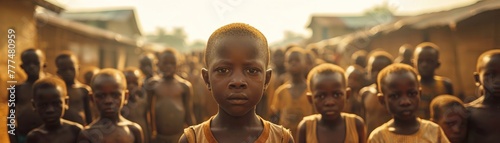 Group of young underprivileged African children in a village in Africa - AI generated photo