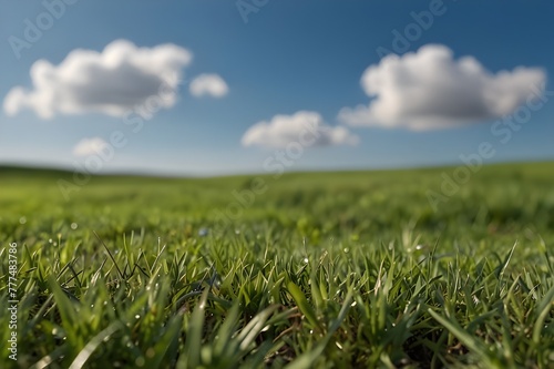 green grass and blue sky, Grass Close Up Lush Green a Natural Background, versatile artificial green grass, beautiful scene of blur sky below greenery