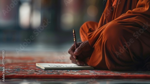 Hindu Monk's Spiritual Journey in Temple Worship photo