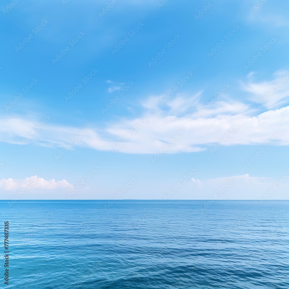 Blue sea and sky with clouds. Sky background