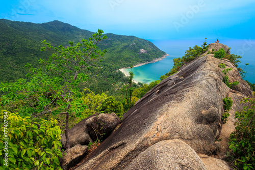 Aerial view of the bottle beach viewpoint in Koh Phangan island, Thailand