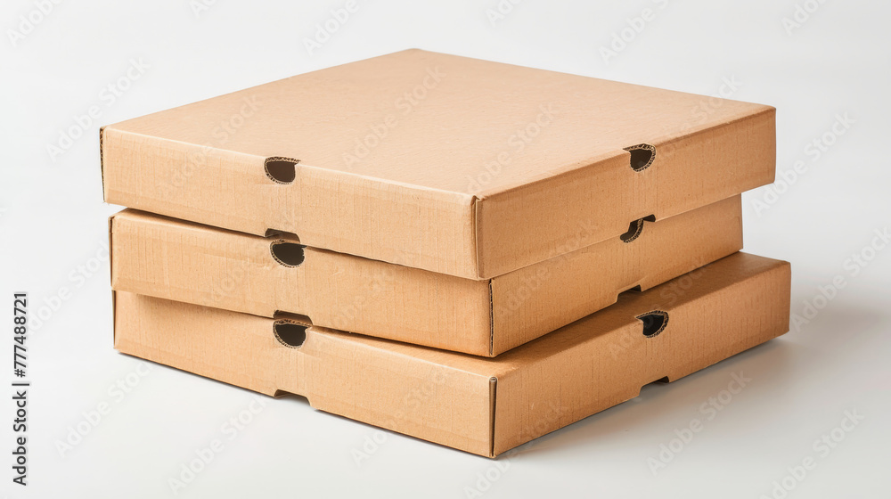 wooden box isolated on white, Tempura box packaging design, The pizza boxes on white background
