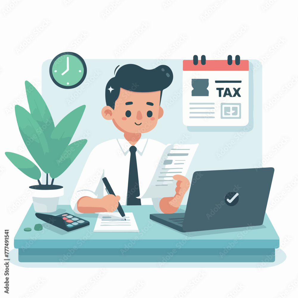 accountant worker checking tax accountant worker checking tax