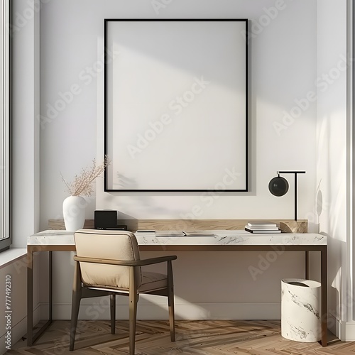 Frame mockup, paper size. Living room wall poster mockup. Interior mockup with house background. Modern interior design. 3D render