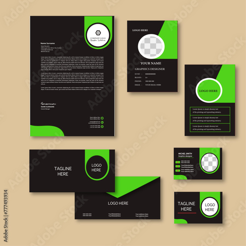 Corporate  business stationary or office identity set, modern corporate identity template, with digital elements. Vector company style for brand book and guideline