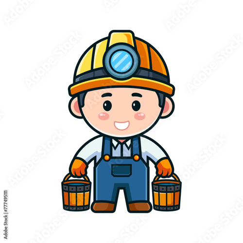 cute miner character design illustration © twinklepicture
