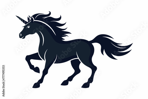 un unicornio fuerte corriendo vector silhouette on