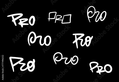 Word Pro Lettering in Vector, Isolated
