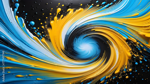 Azure Whirl: Blue Orange Watercolor Spiral Background(Generative AI) photo