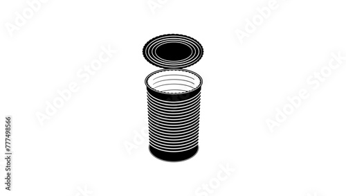 opened Tin can, black isolated silhouette