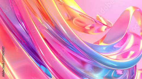 bright colorful holographic intertwinned rounded shapes over a pastel background photo