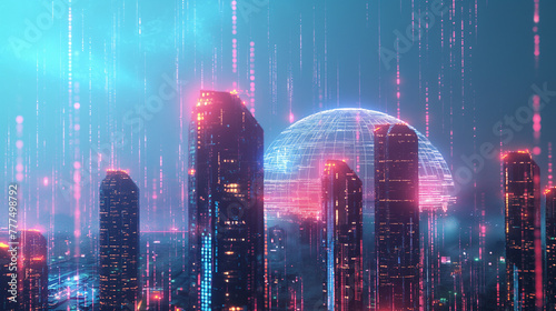 Cybernetic City with Digital Dome and Datalines photo