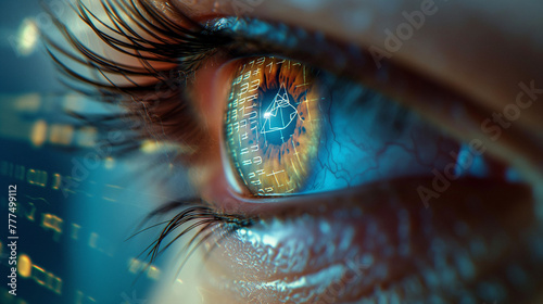 Futuristic Digital Eye with Binary Code