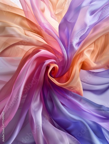 Abstract silk threads, flowing fabrics in mesmerizing colors, soft and elegant