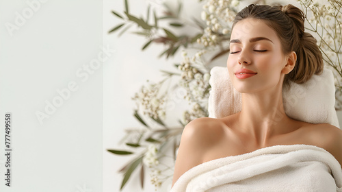 Young woman getting spa treatment, Young beautiful girl having face massage relaxing in spa salon., Woman having massage, Beautiful woman having exfoliation treatment in spa, Generative ai