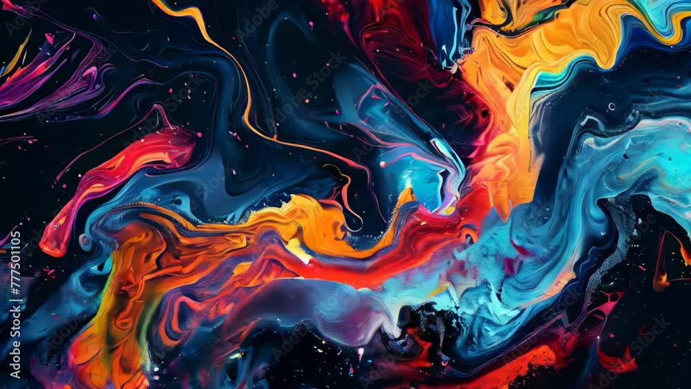 Abstract background of acrylic paint in blue, orange, pink and yellow tones Abstract background of acrylic paint in blue, orange, pink and yellow tones