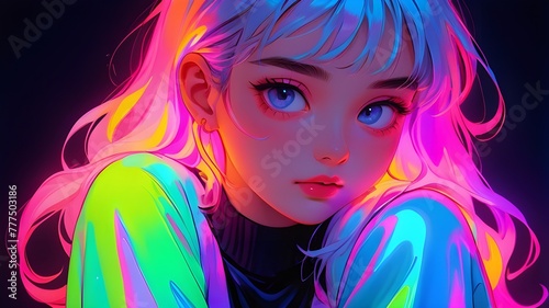 Neon Enigma Unraveling the Mystery of a Shiny-Faced Beautiful Girl
