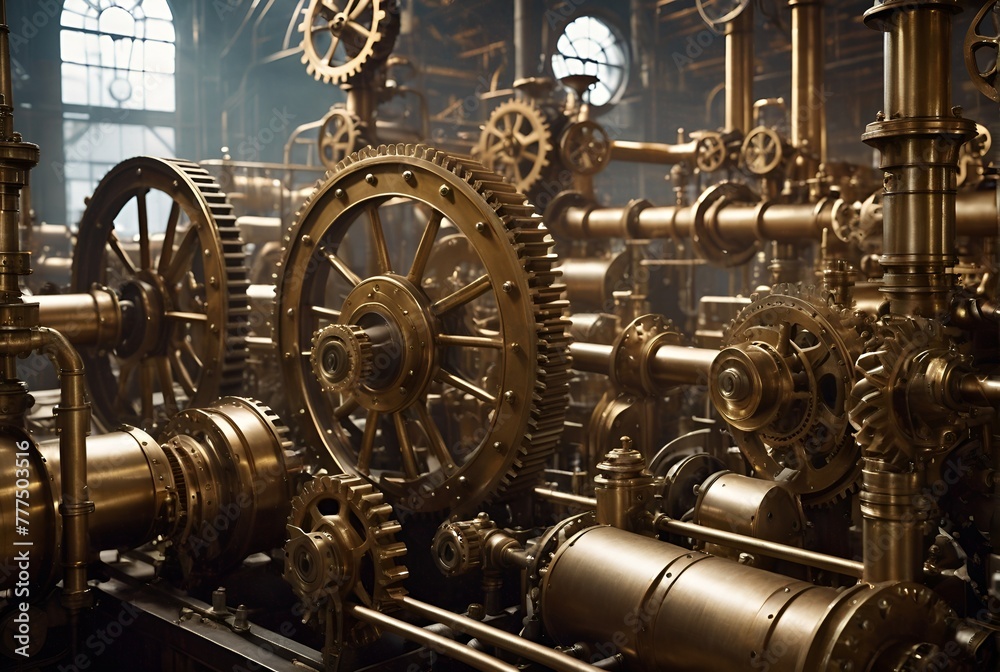 Abstract futuristic and high-tech concept art mechanism in steampunk style Abstract futuristic and high-tech concept art mechanism in steampunk style