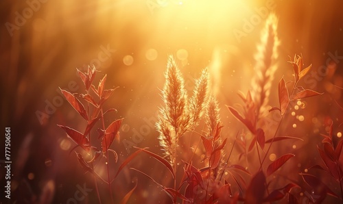  A tight shot of undulating grasses, sun illuminating their leaves, foreground graced by sunlit blades © Mikus