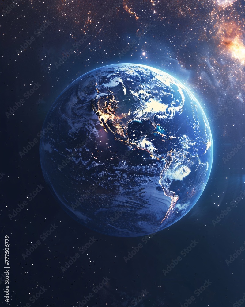 earth in space in the center of the frame earth in space in the center of the frame