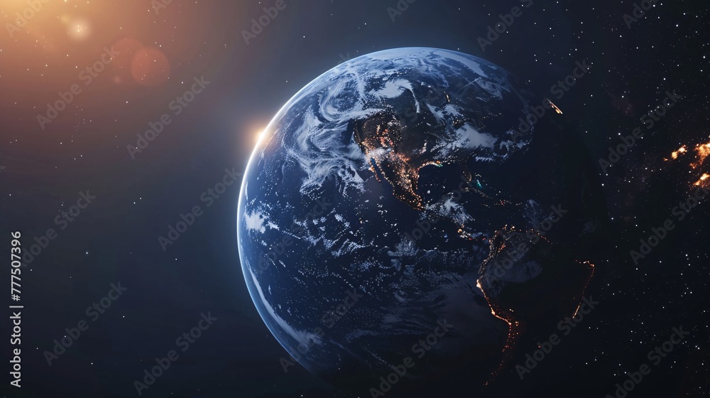 earth in space in the center of the frame earth in space in the center of the frame