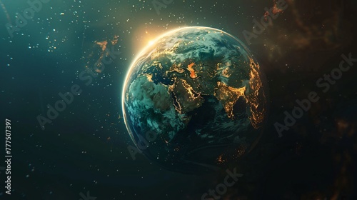 earth in space in the center of the frame